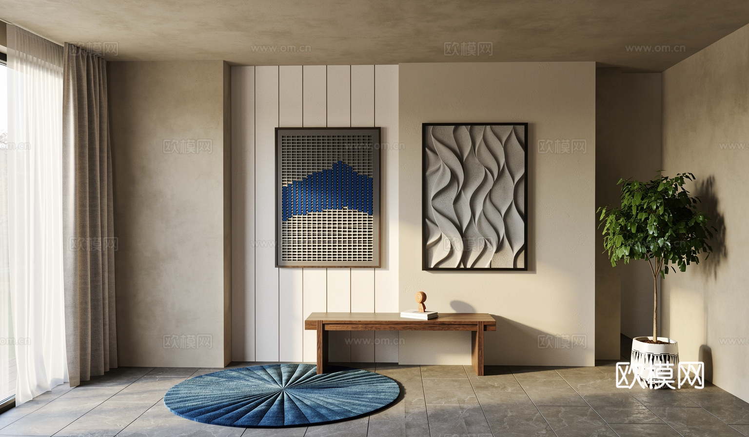 现代装饰挂画_立体画_挂饰组合su模型