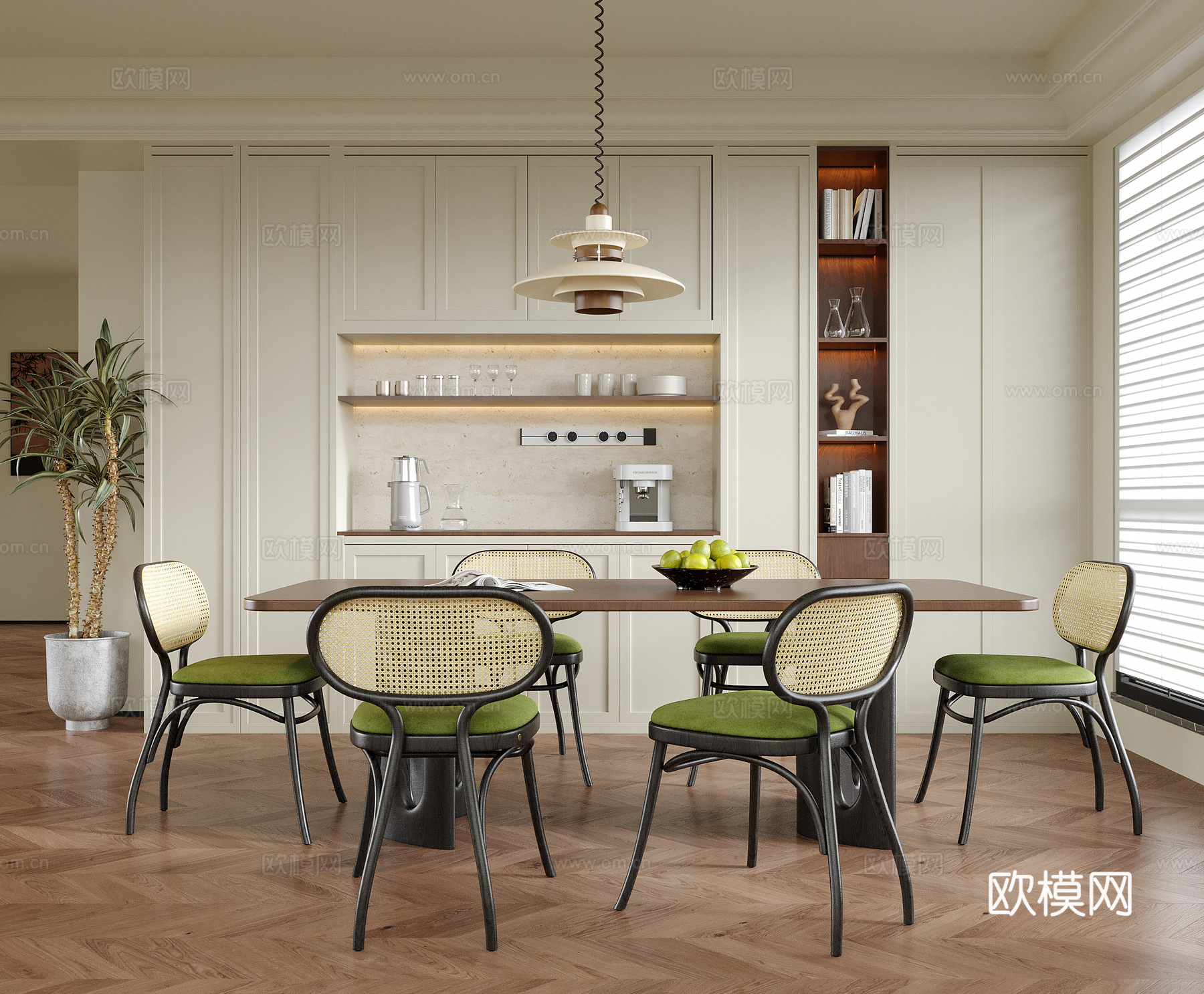 现代餐厅 餐桌椅su模型