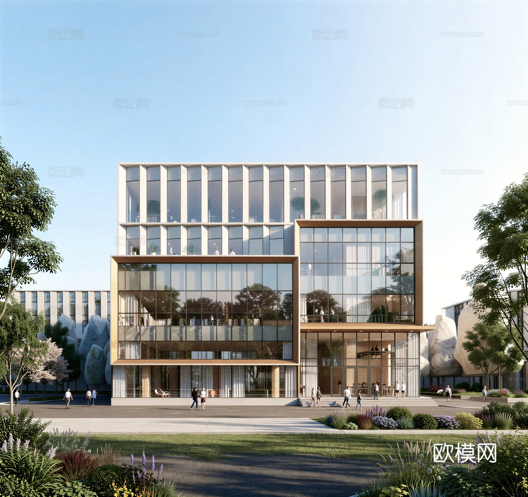 现代工业厂房 现代产业园 多层办公 厂房 产 产业园 办公楼su模型