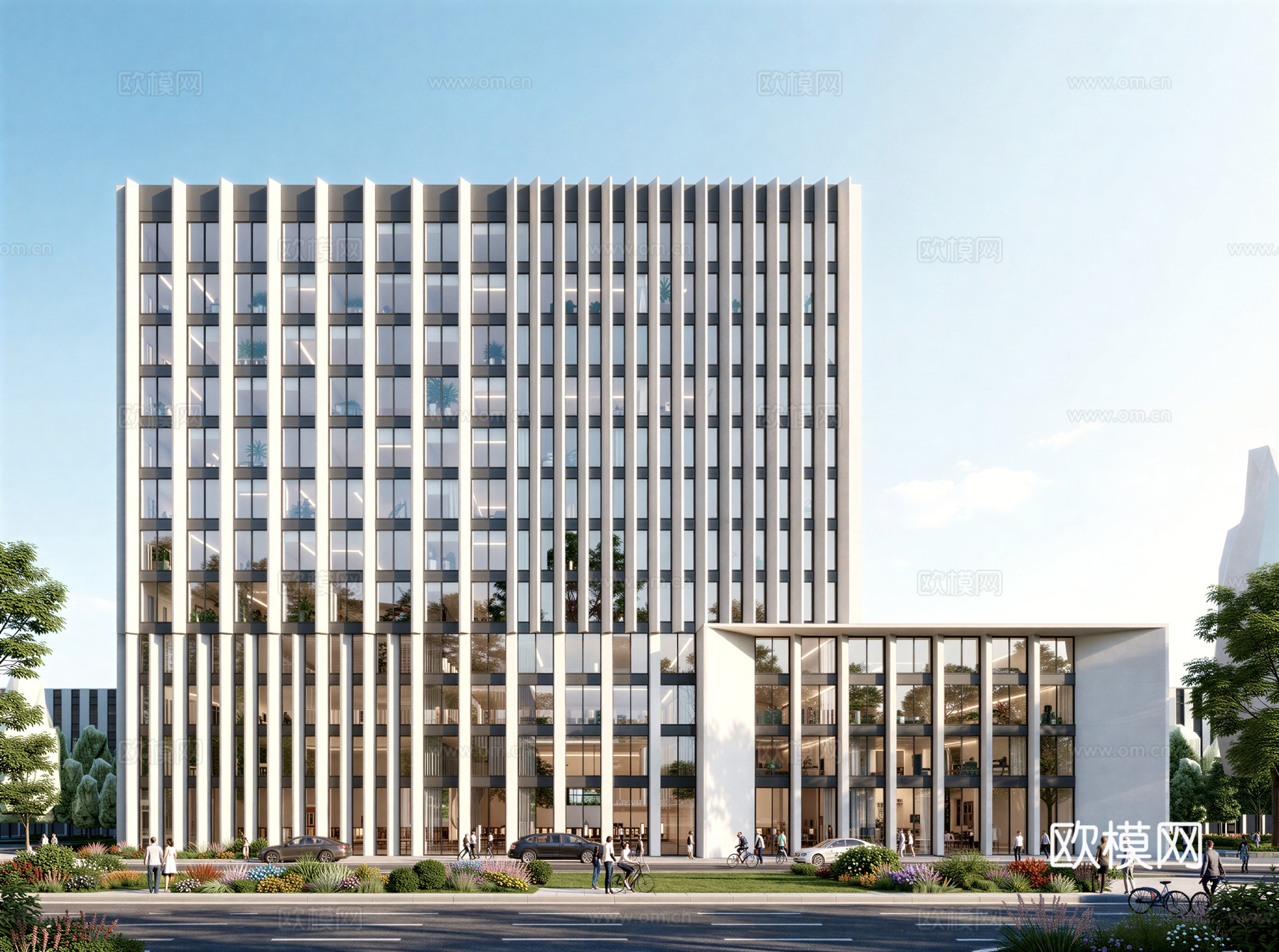 现代工业厂房 现代产业园 多层办公 厂房 产 产业园 办公楼su模型