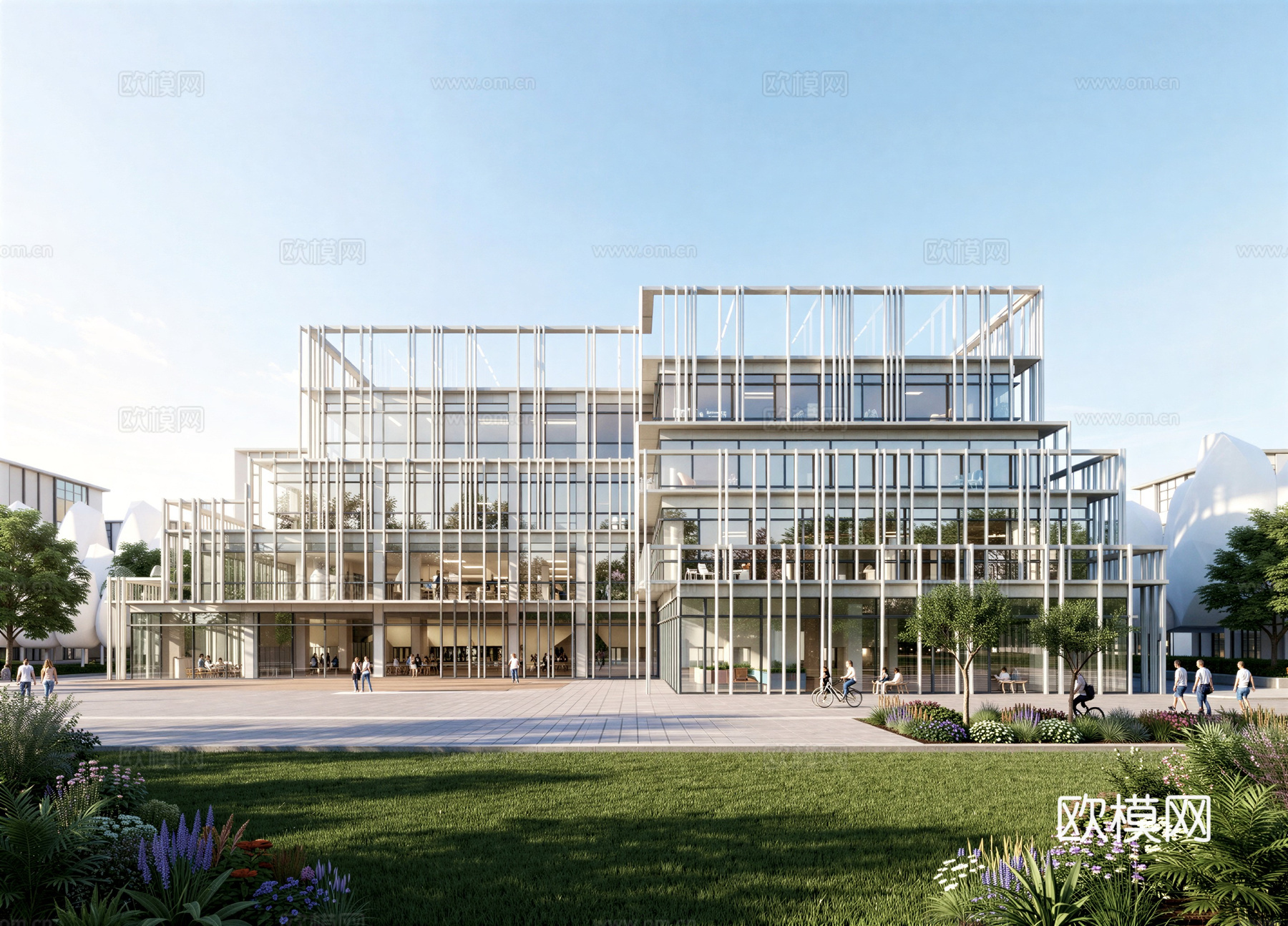 现代工业厂房 现代产业园 多层办公 厂房 产 产业园 办公楼su模型