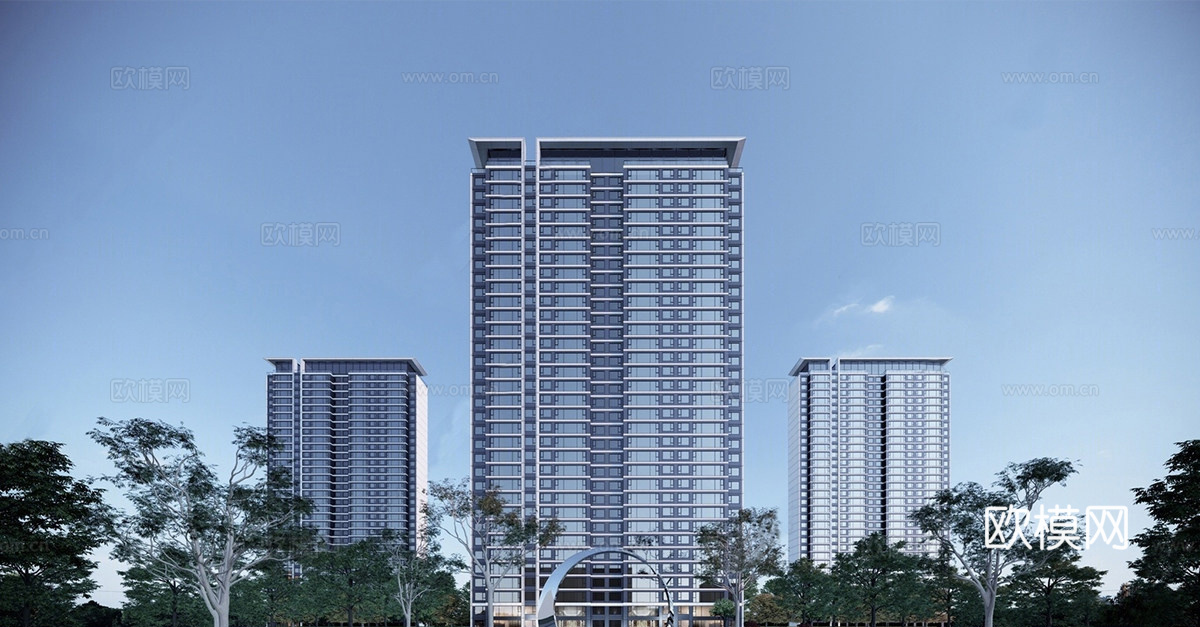 现代高层住宅  小区住宅建筑 公建建筑su模型