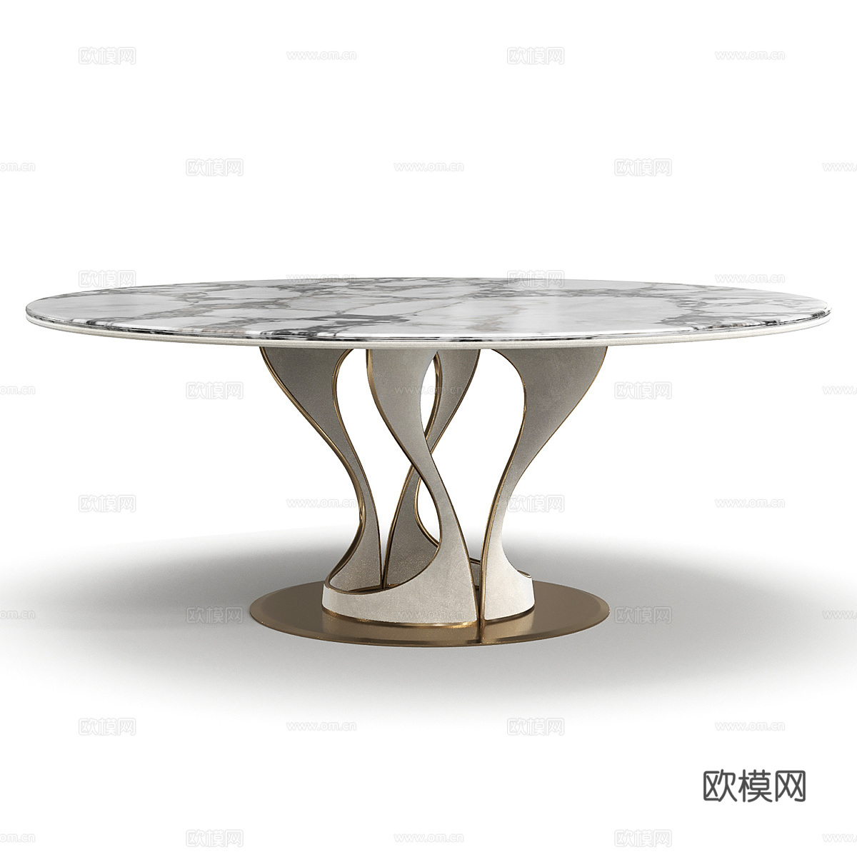 现代轻奢圆形餐桌su模型