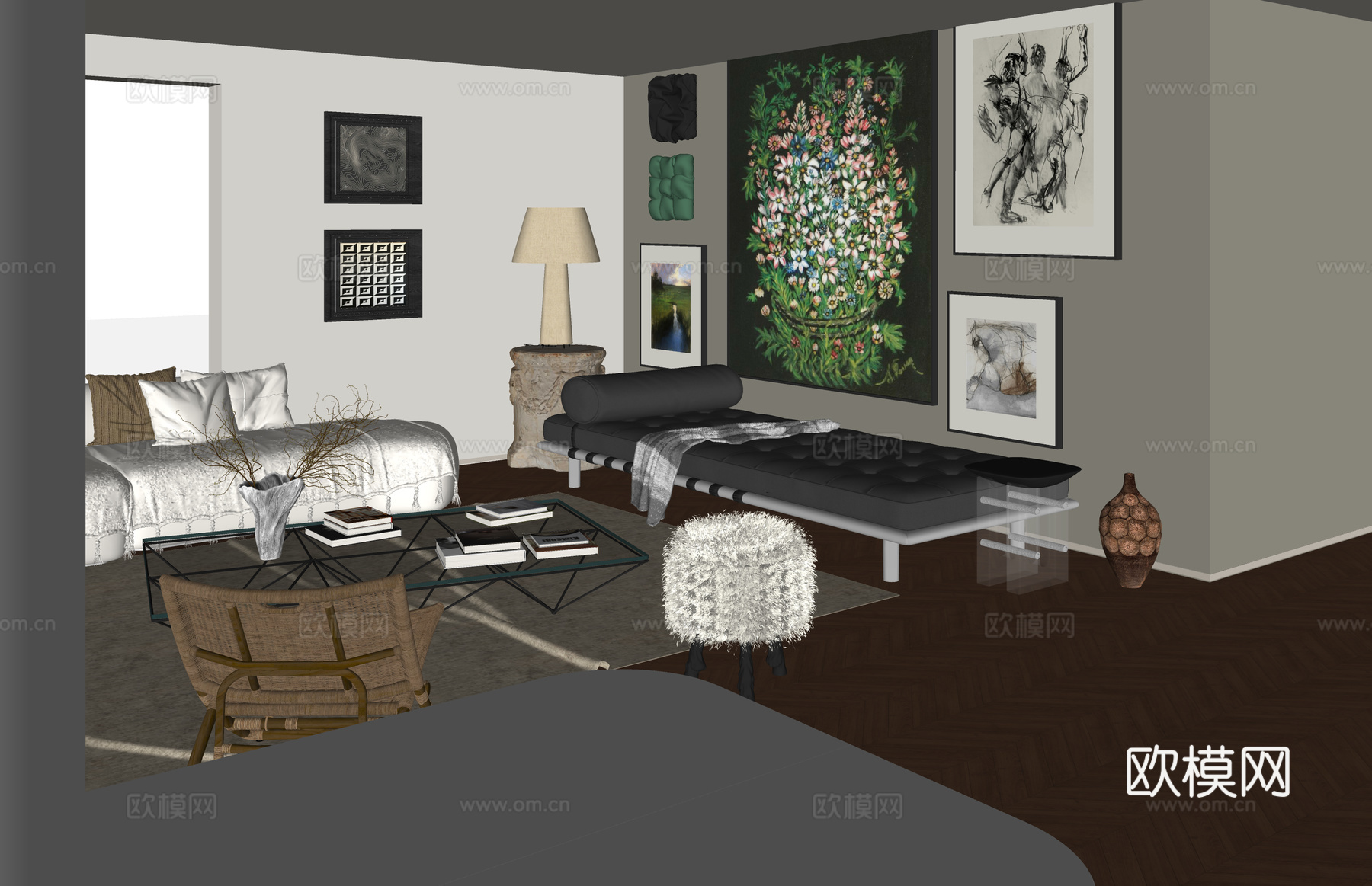 衣帽间 卫生间 餐厅 客厅su模型