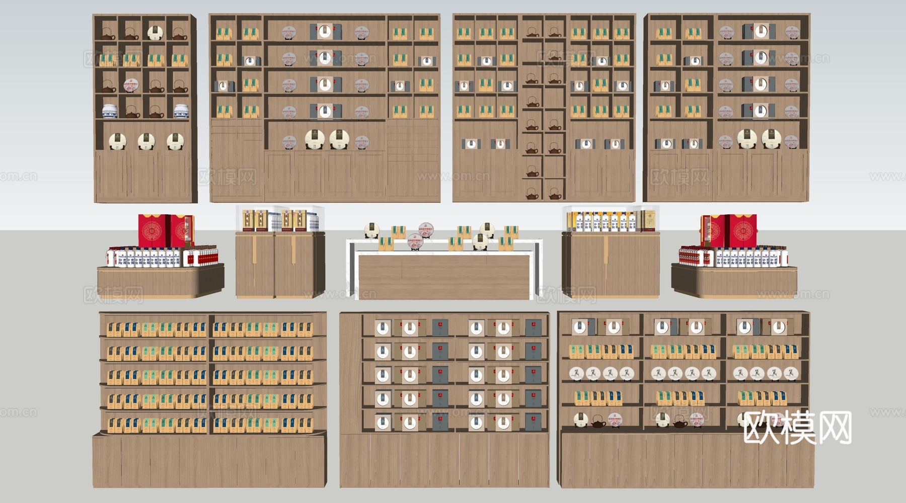 现代货架 货柜 文创展架 超市货架su模型