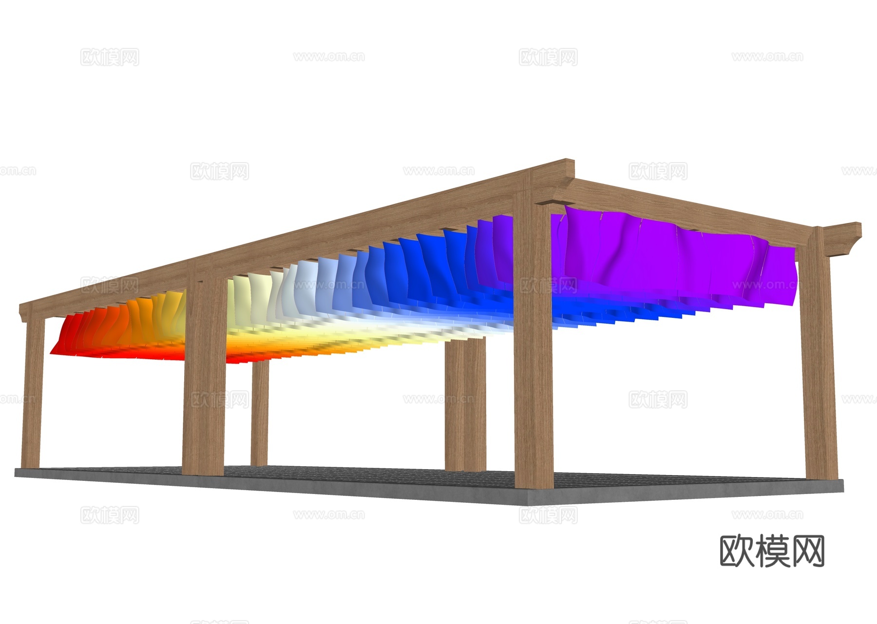 景观廊架 彩色吊顶 艺空间廊架 异形顶廊架 彩色纹理纸吊顶su模型su模型