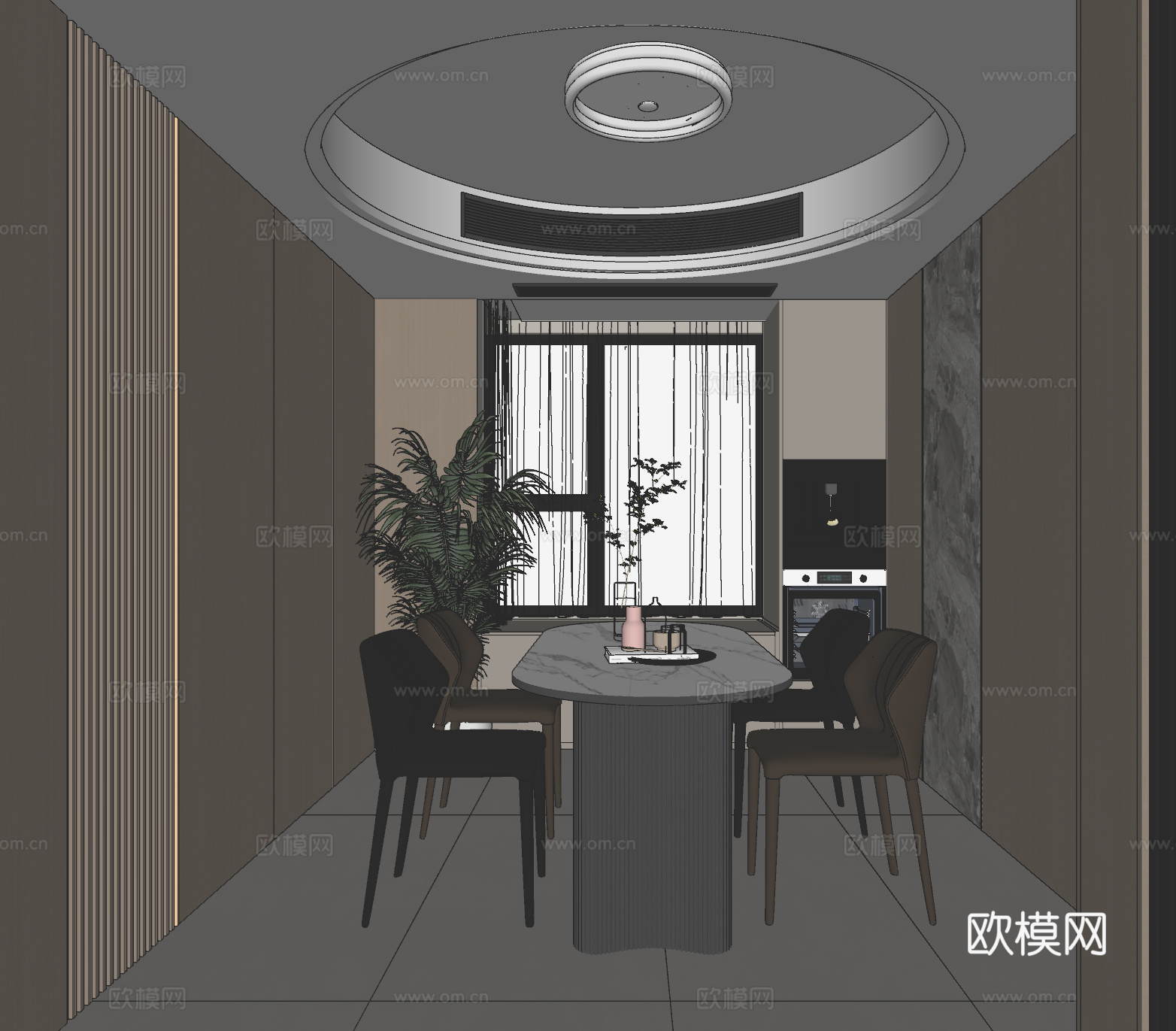 意式餐厅su模型