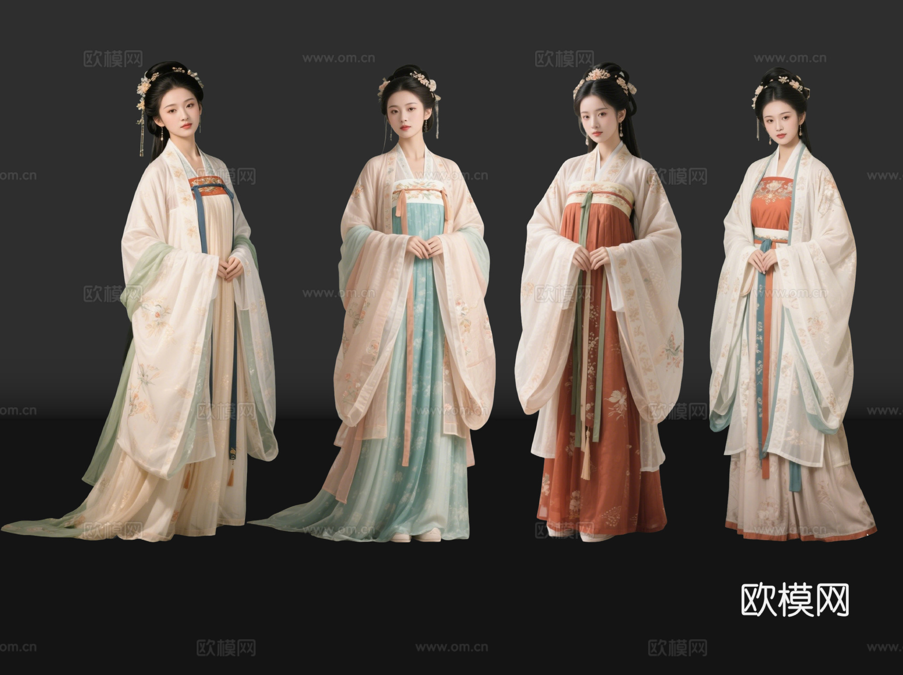 2D古装人物 古装美女 古代优伶 古装戏子 古典美人 古装人su模型