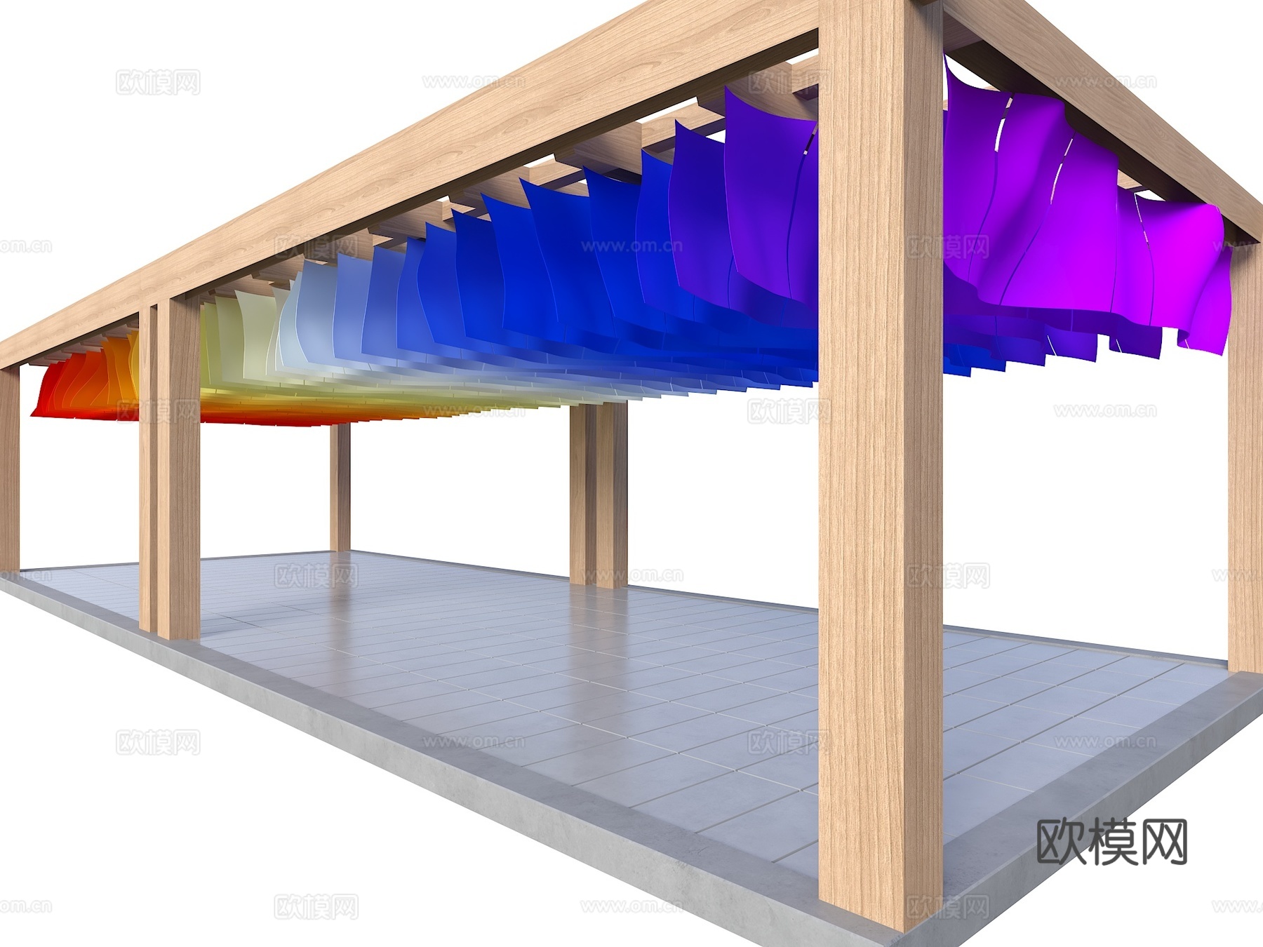 景观廊架 彩色吊顶 艺空间廊架 异形顶廊架 彩色纹理纸吊顶su模型su模型