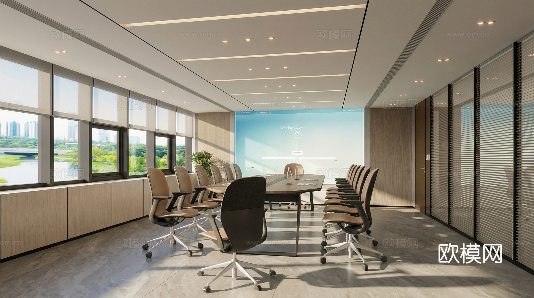 现代网红会议室su模型