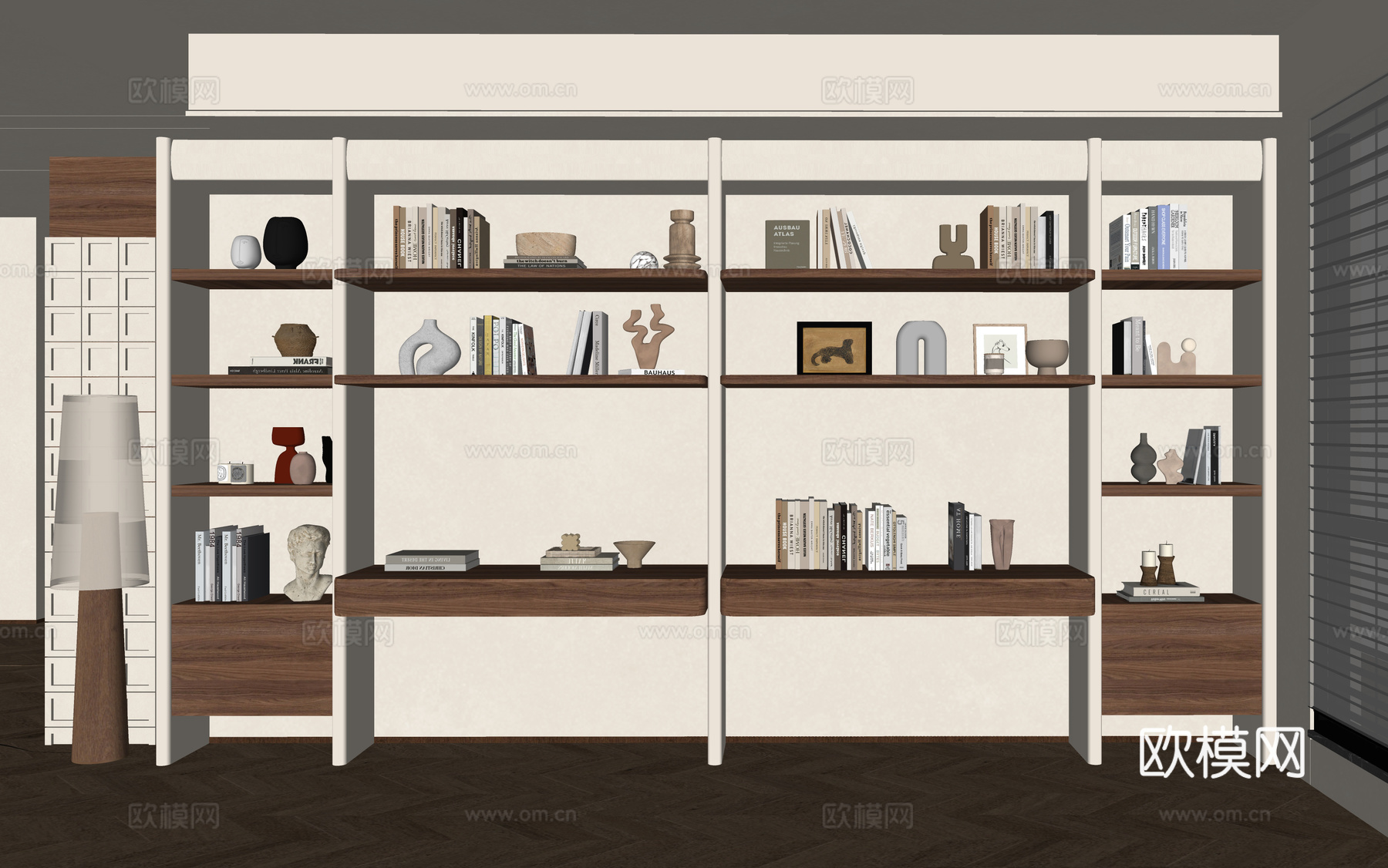 现代书柜 书架su模型