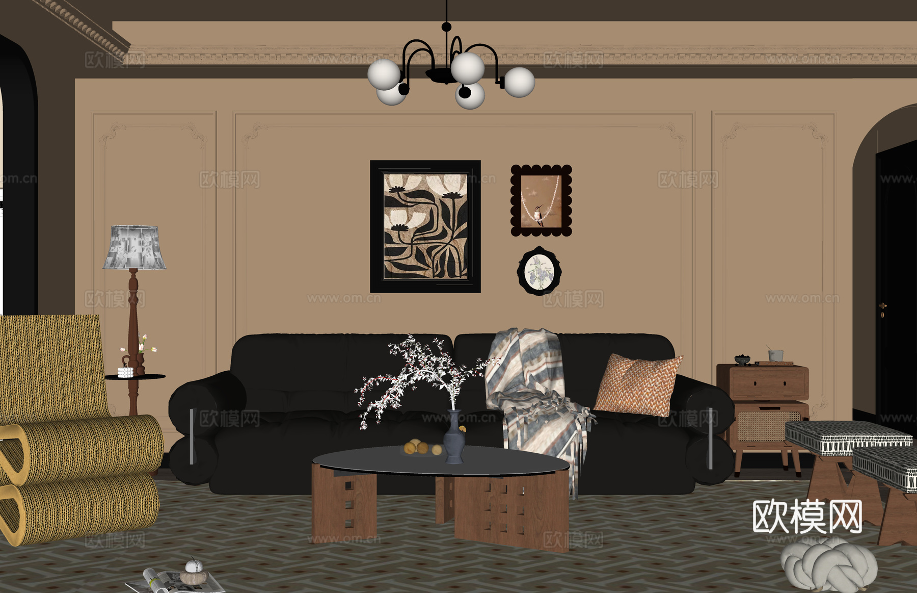 衣帽间 客厅 卫生间su模型