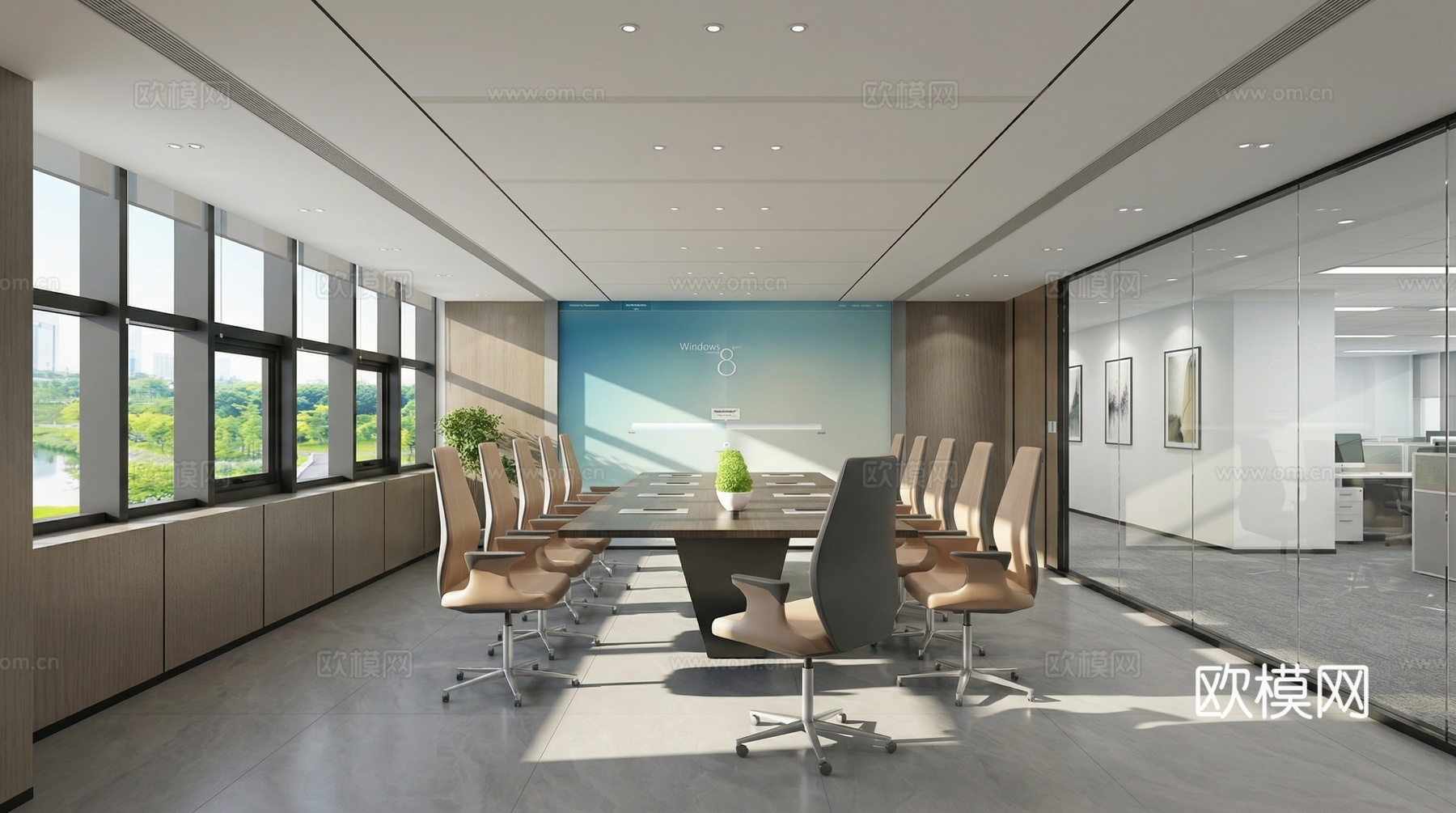 现代网红会议室su模型