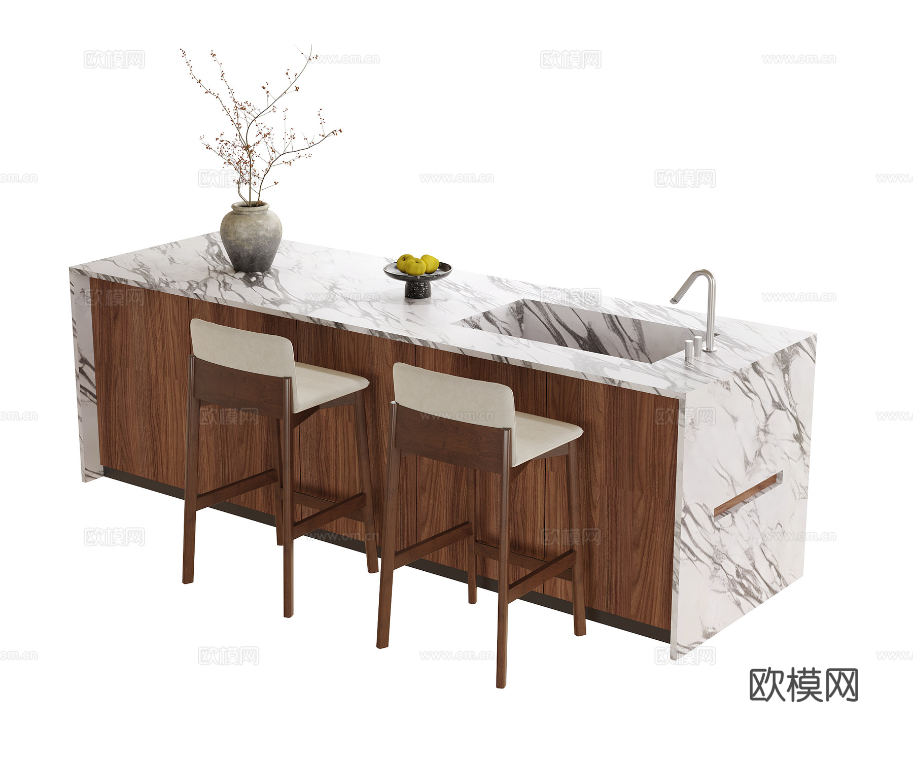 现代吧台吧椅su模型
