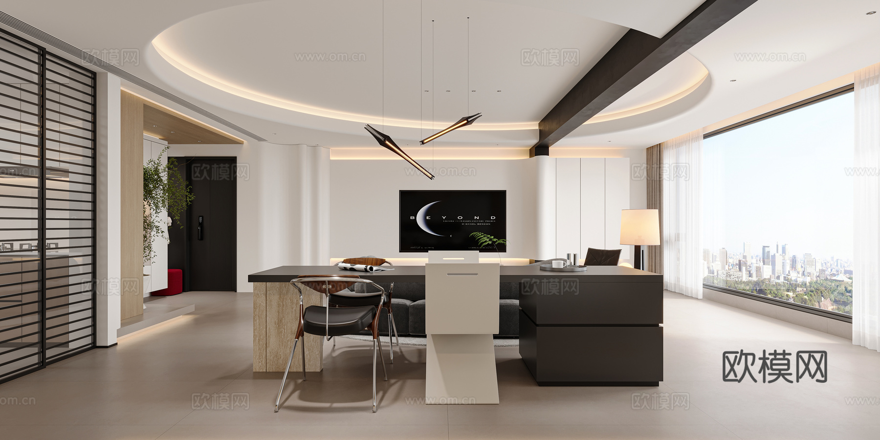 现代意式客餐厅3d模型下载（渲染图3）
