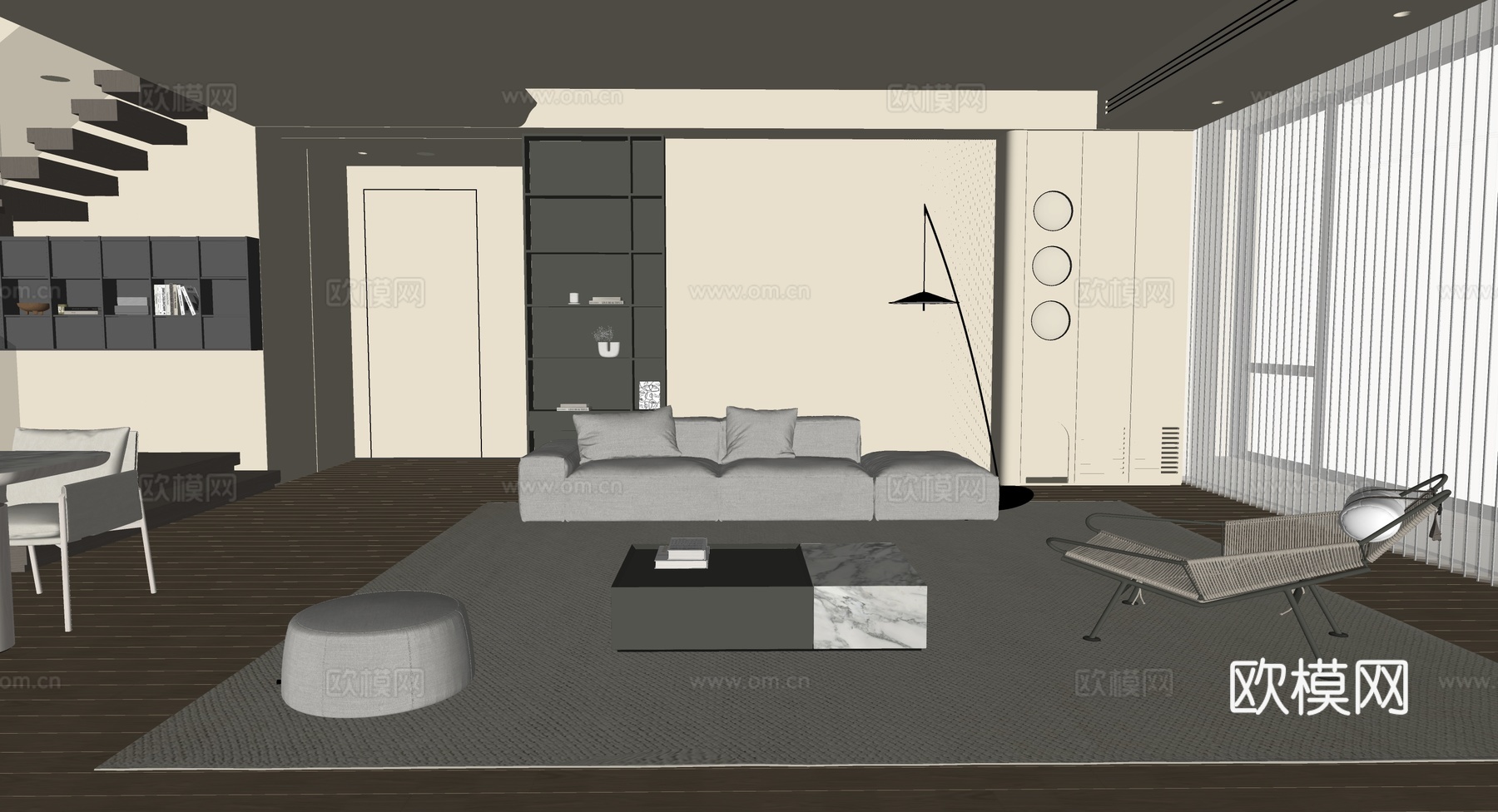 现代意式客餐厅su模型