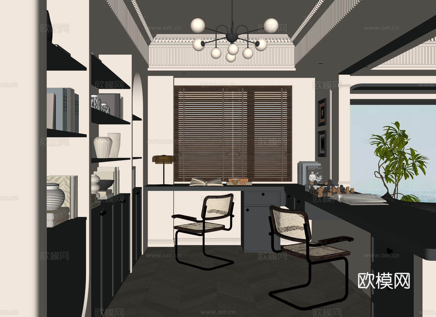 法式中古风书房su模型