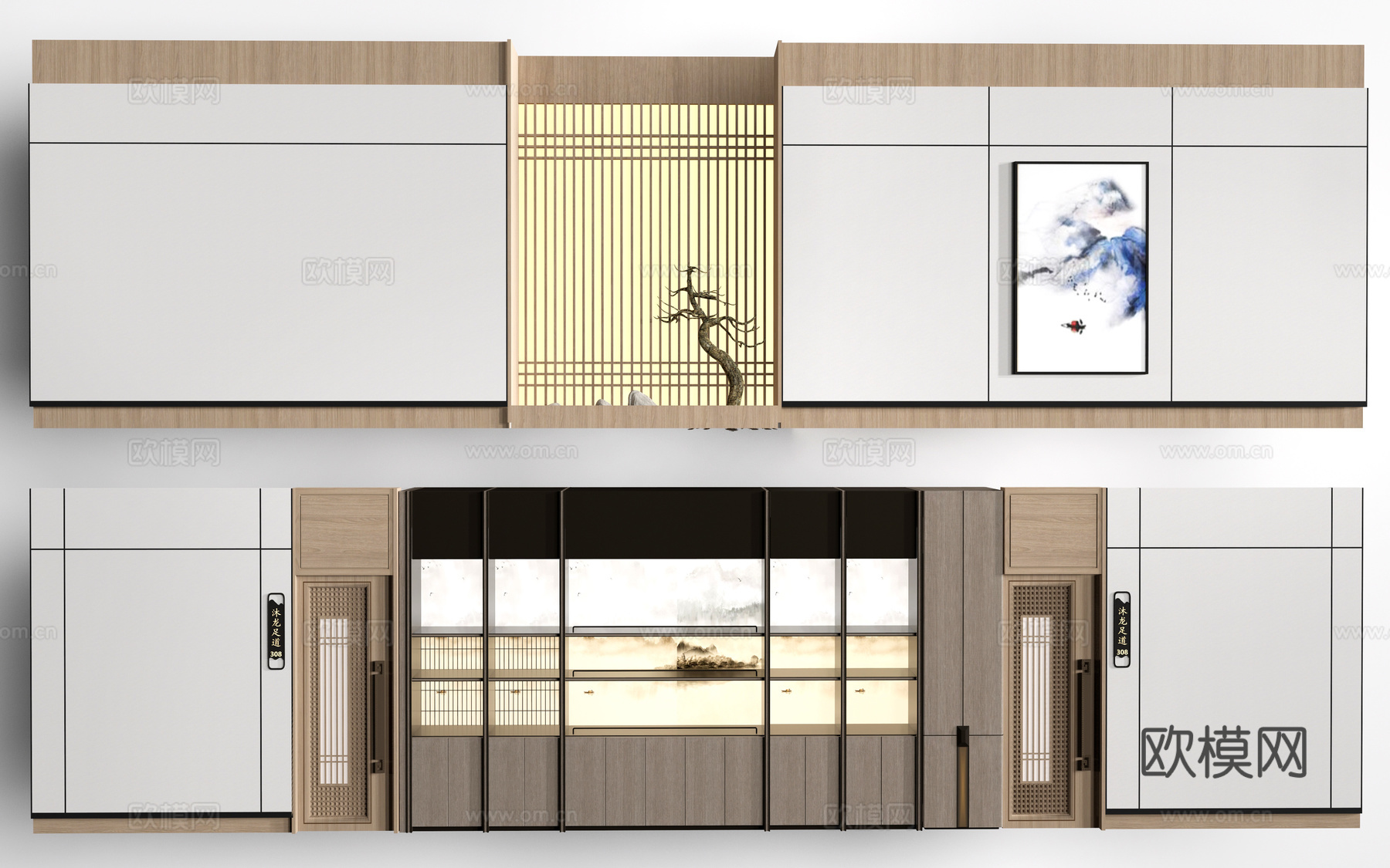 现代办公室走廊 酒店走廊 过道su模型