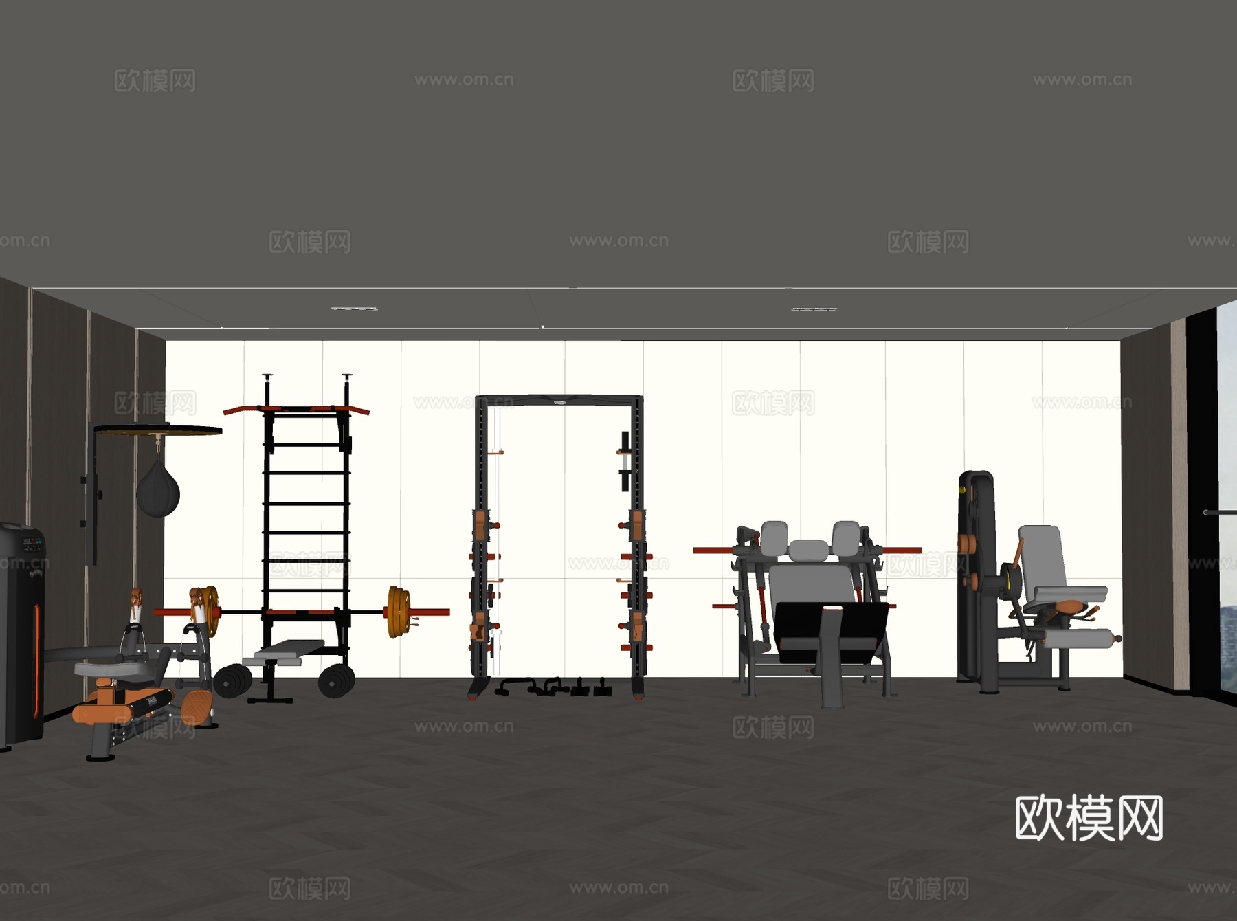 现代健身器材su模型