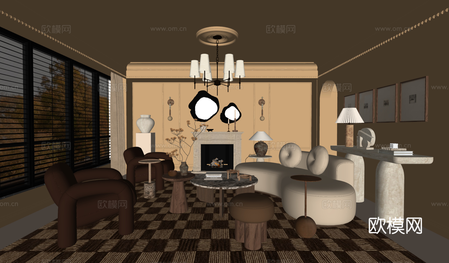 法式中古风客厅su模型