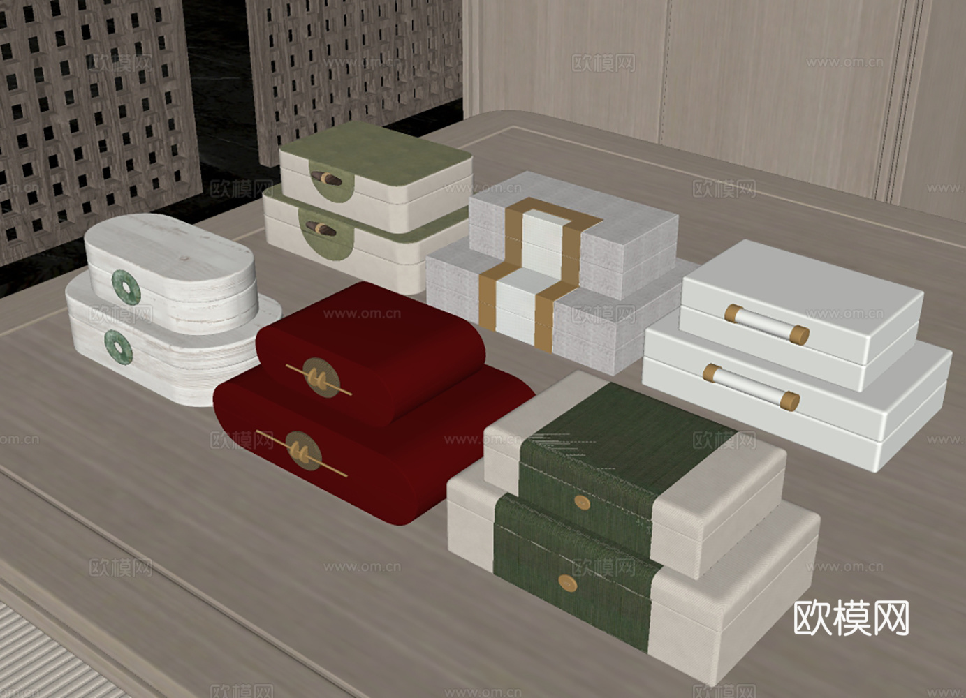 新中式摆件首饰盒su模型