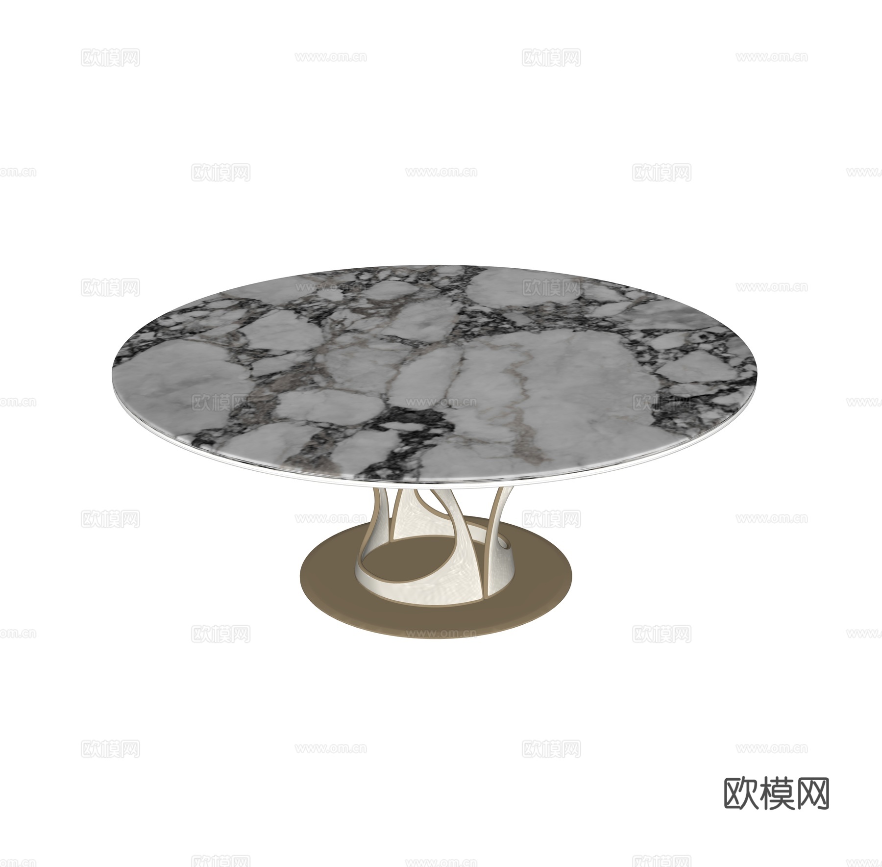 现代轻奢圆形餐桌su模型