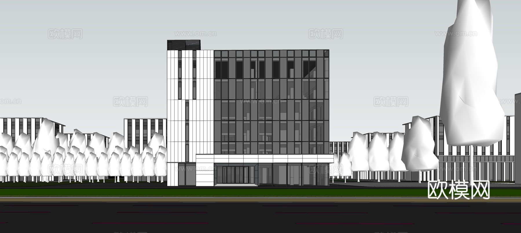 现代工业厂房 现代产业园 多层办公 厂房 产 产业园 办公楼su模型