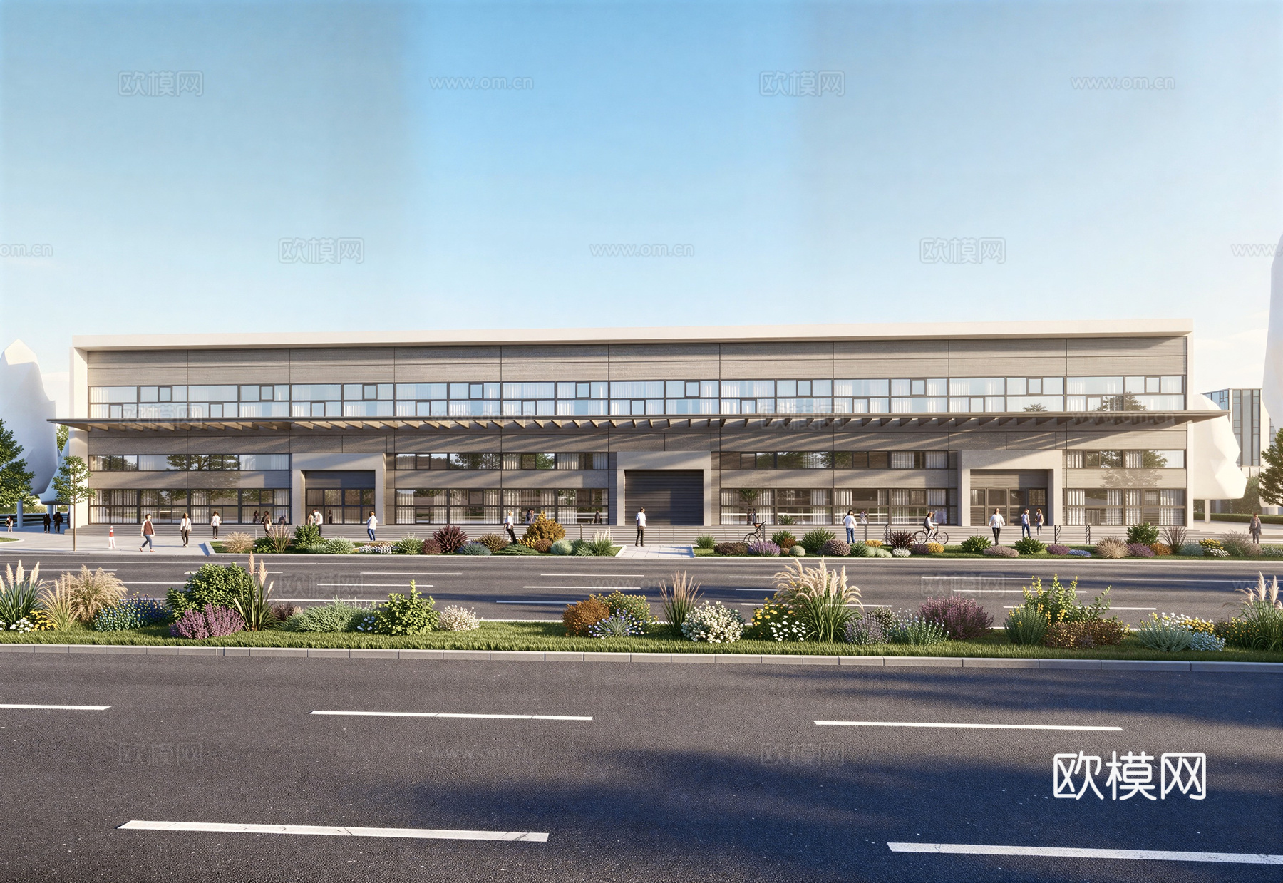 现代工业厂房 现代产业园 多层办公 厂房 产 产业园 办公楼su模型