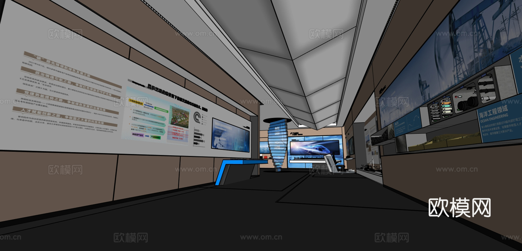 现代科技企业展厅su模型