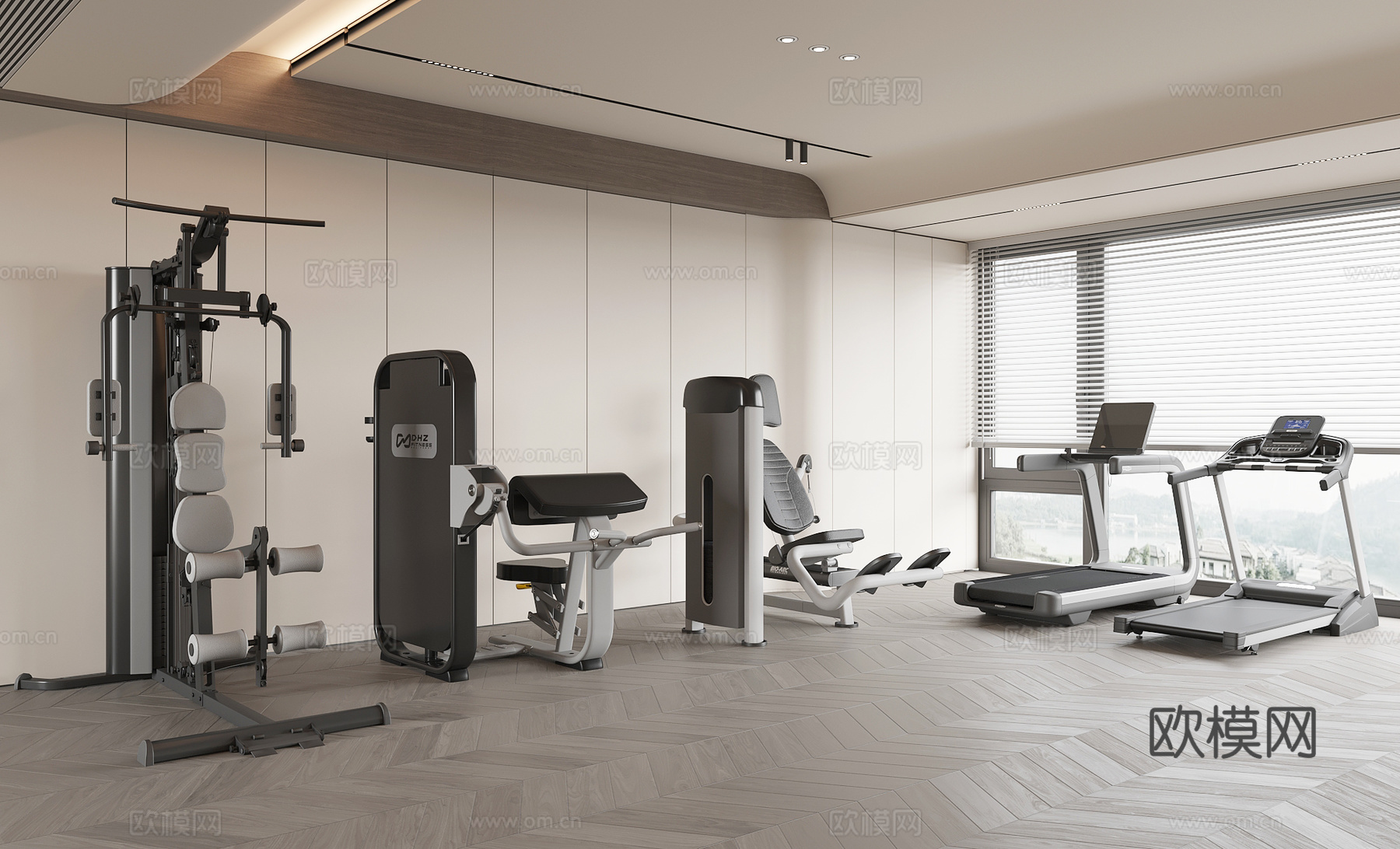 现代健身器材su模型