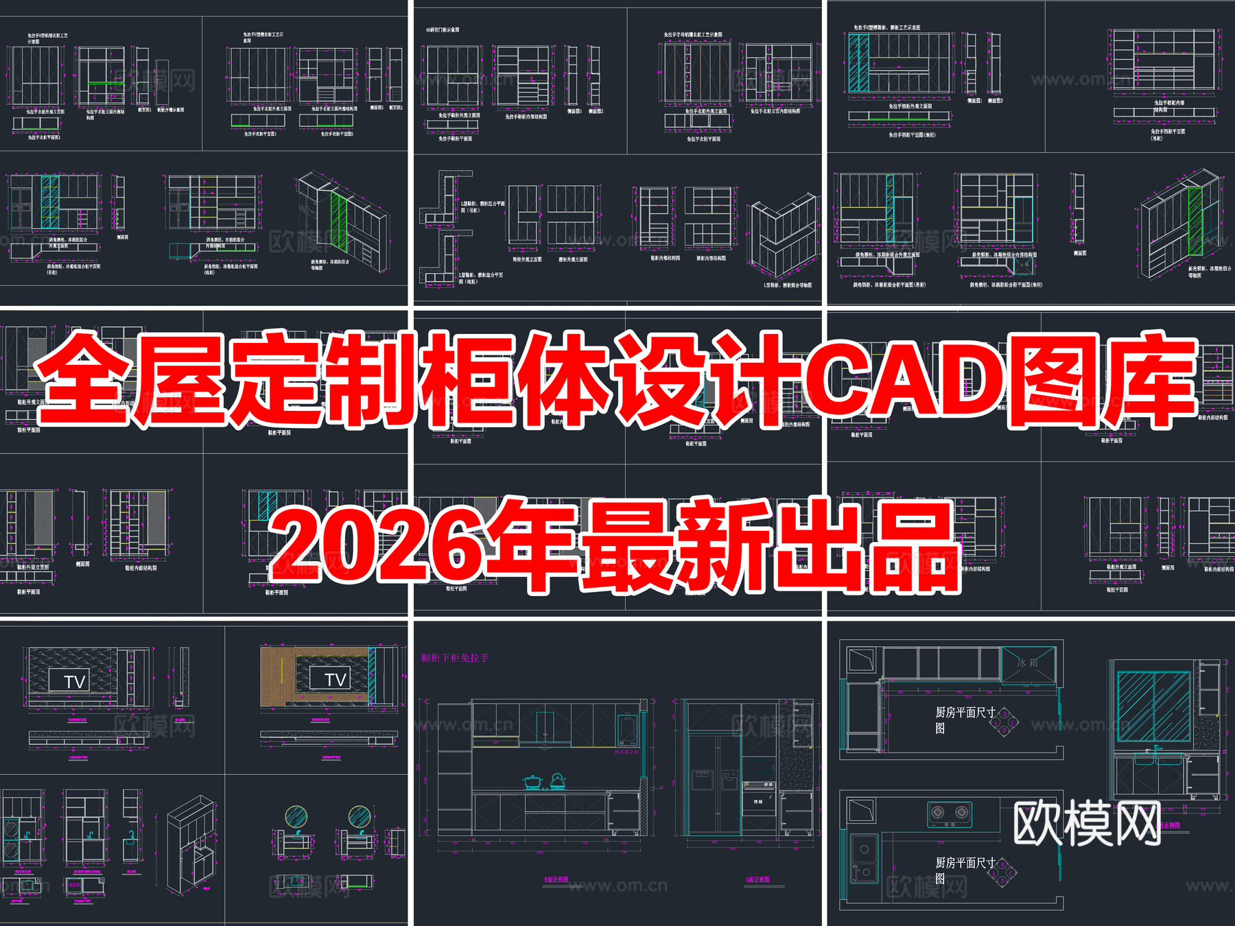 全屋定制柜体衣柜橱柜鞋柜装饰柜浴室柜设计CAD图库cad施工图下载（渲染图1）