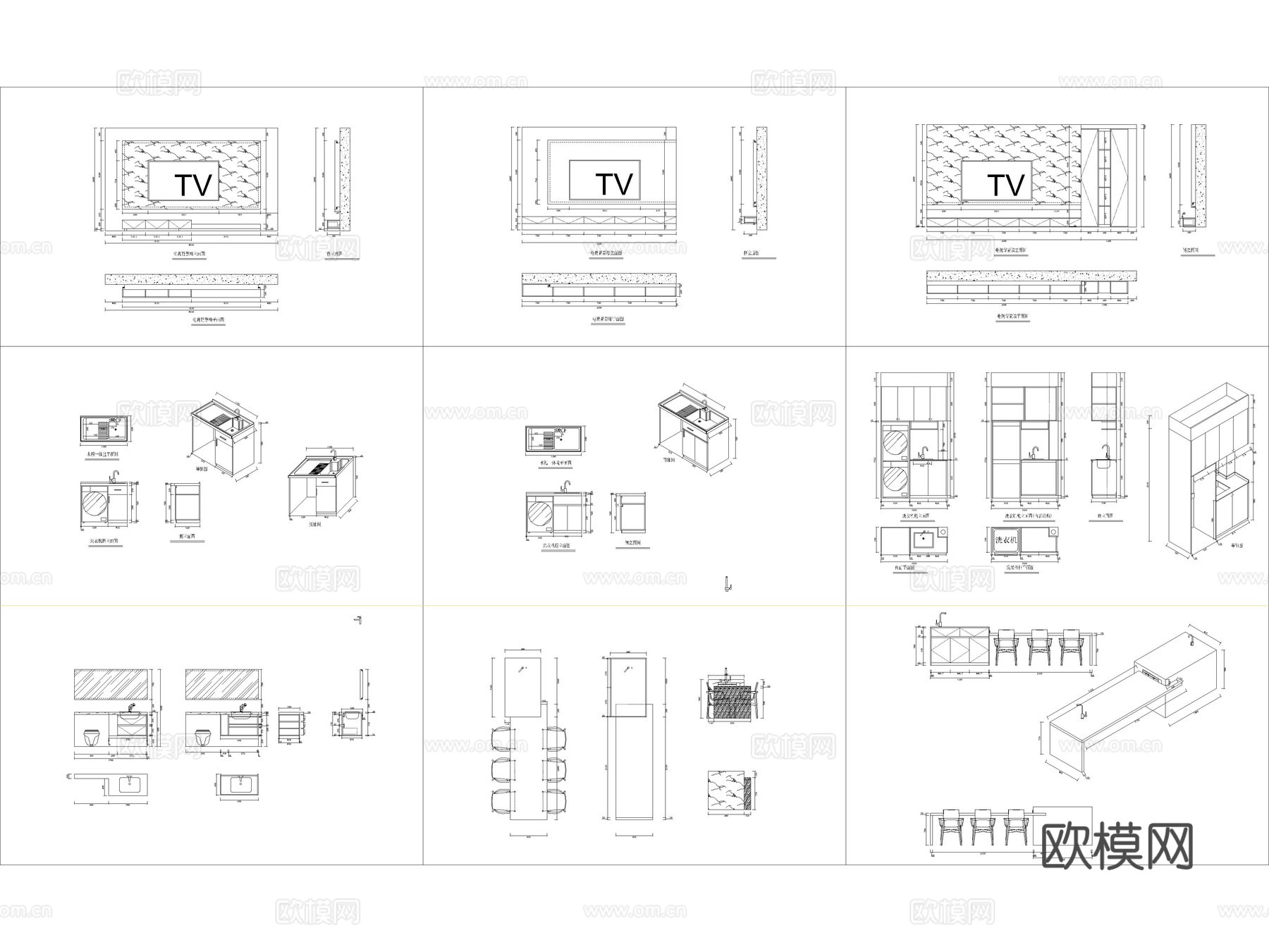 全屋定制柜体衣柜橱柜鞋柜装饰柜浴室柜设计CAD图库cad施工图下载（渲染图6）
