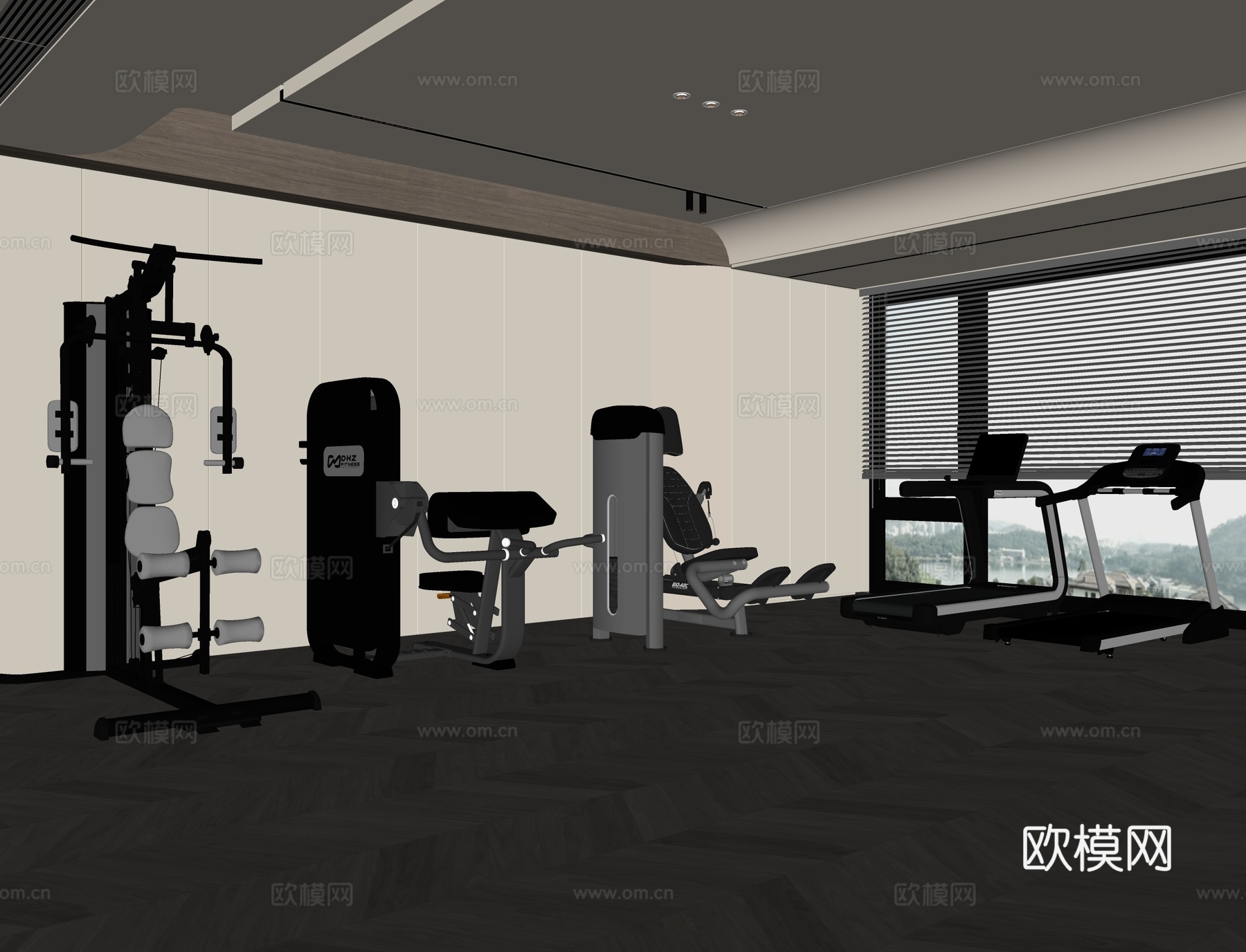 现代健身器材su模型