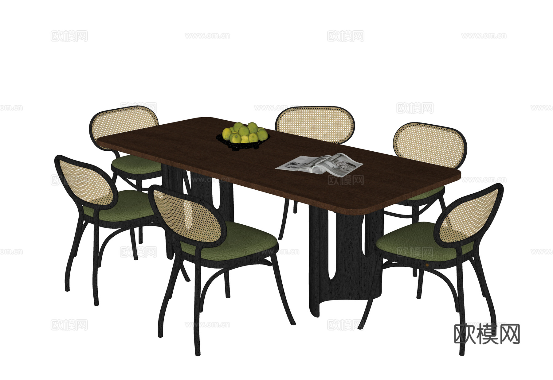 现代餐桌椅 餐椅 餐桌su模型