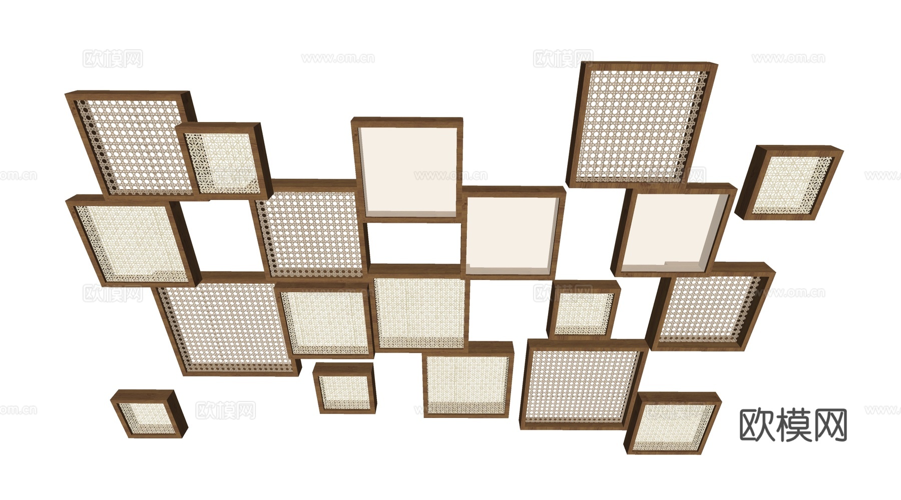 现代吊顶构件 吊顶装饰 编织吊顶 木方格吊顶su模型
