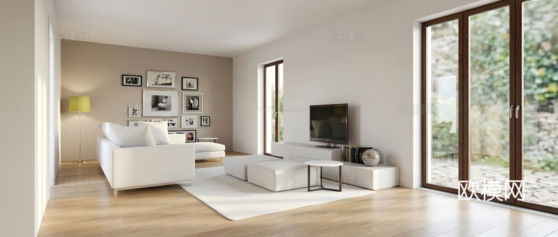 现代简约多功能客厅su模型