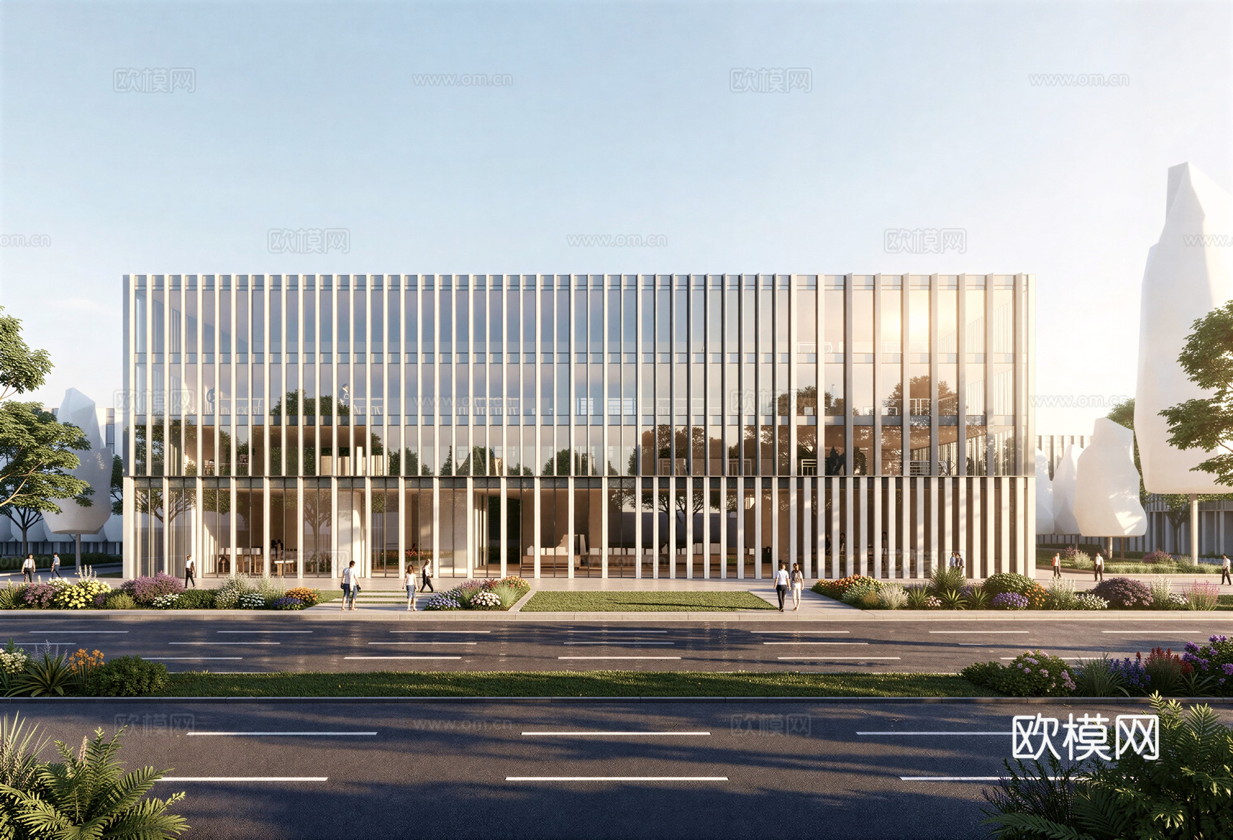 现代工业厂房 现代产业园 多层办公 厂房 产 产业园 办公楼su模型