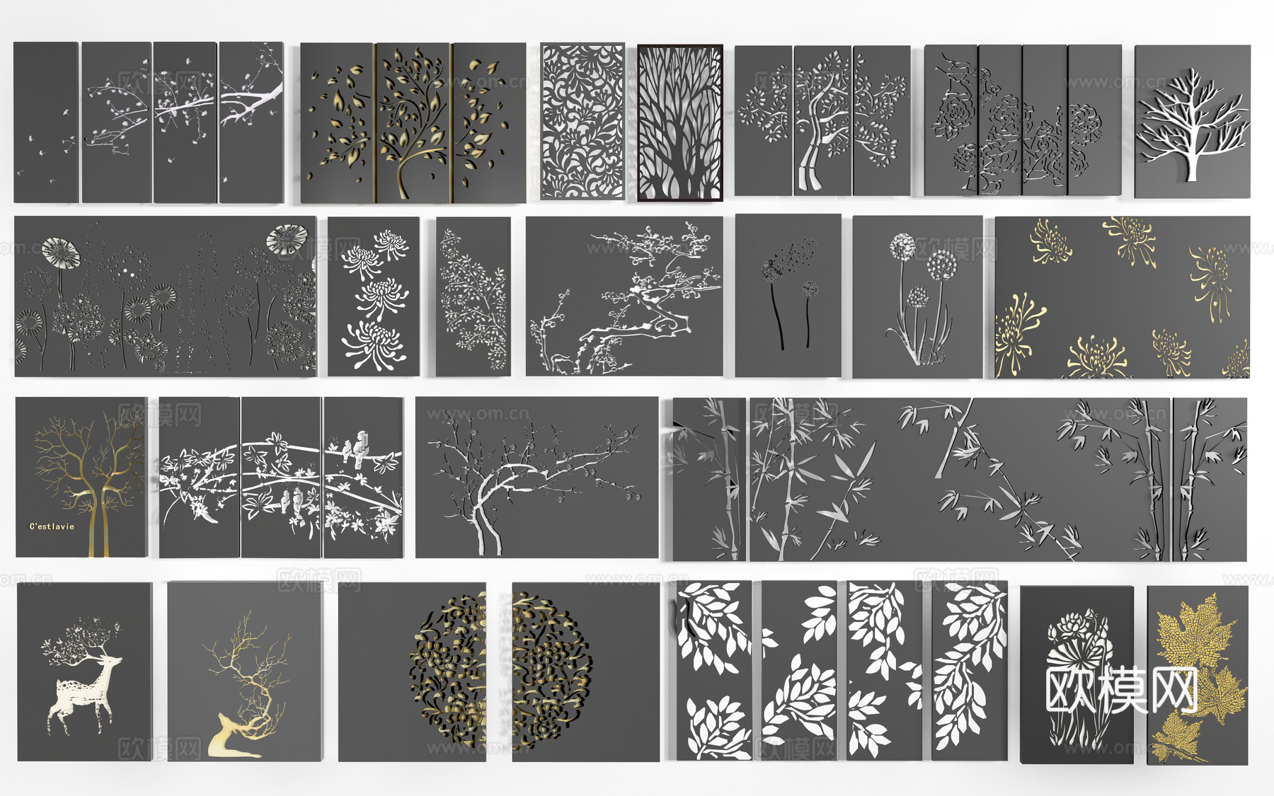 镂空景墙 景墙围墙su模型