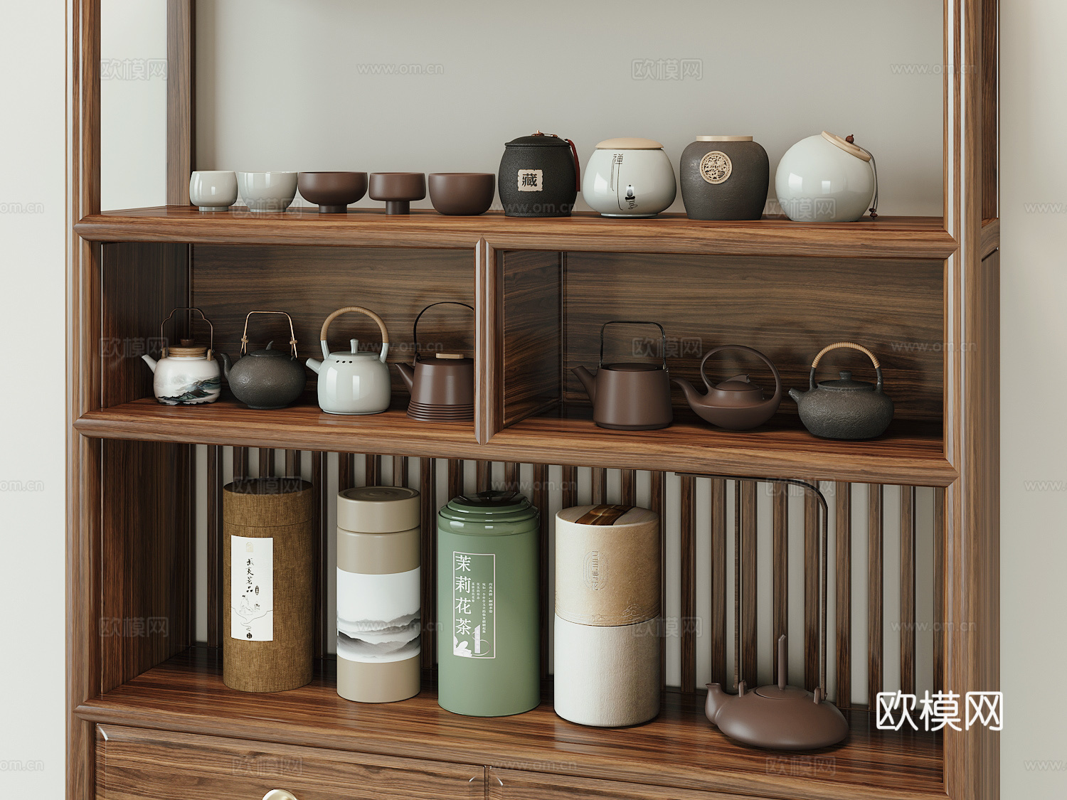 新中式茶具茶壶su模型