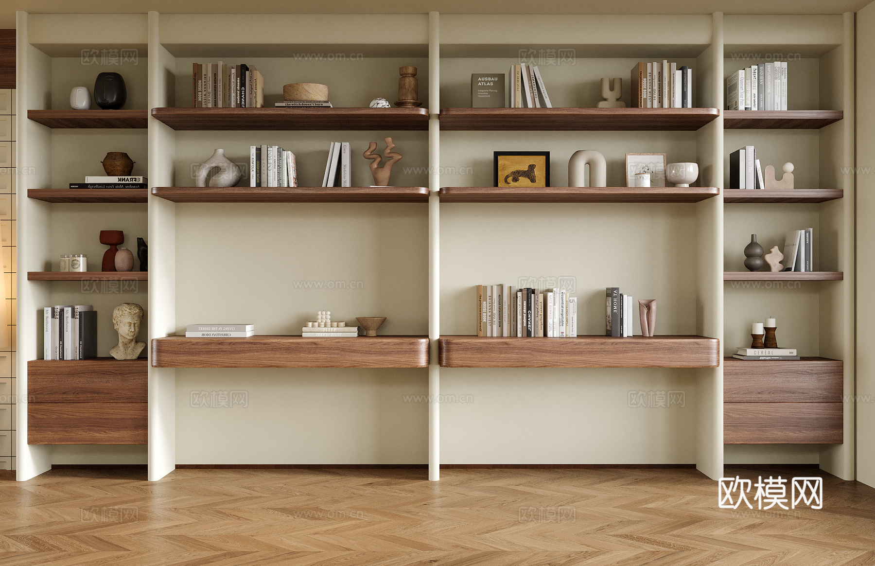 现代书柜 书架su模型