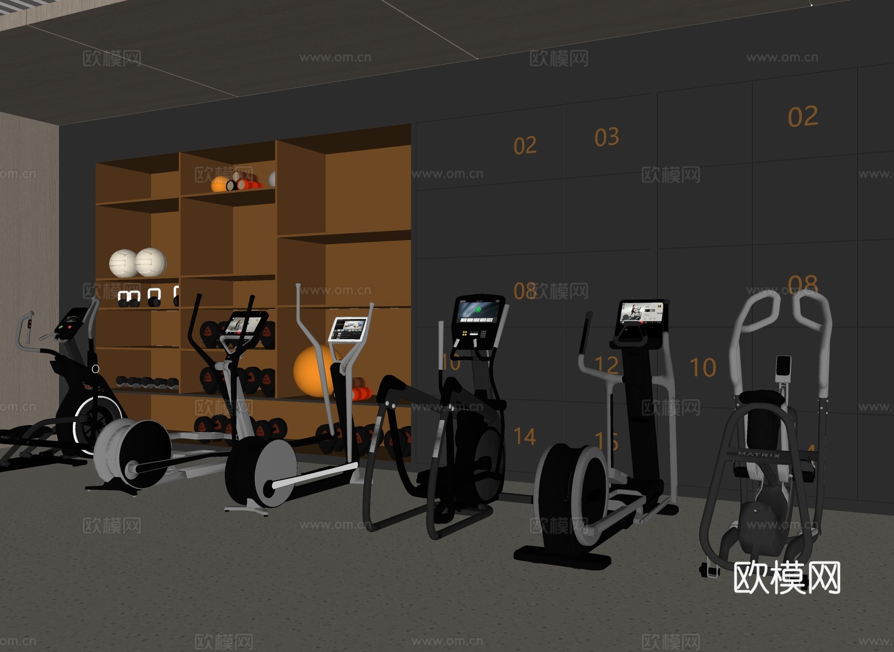 现代健身器材su模型