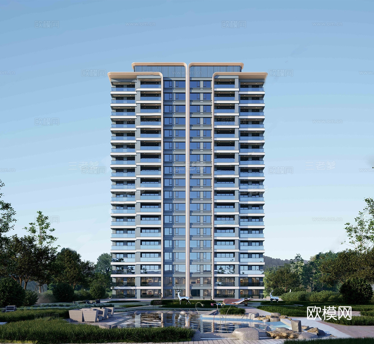 现代高层住宅  小区住宅建筑su模型