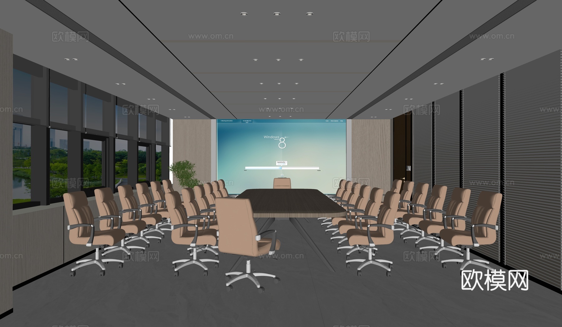 现代网红会议室su模型