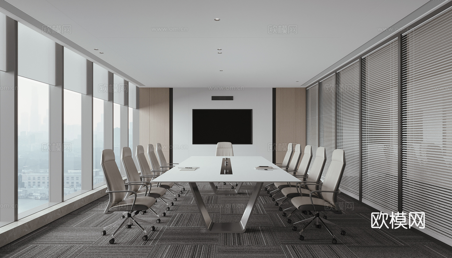 现代会议室su模型