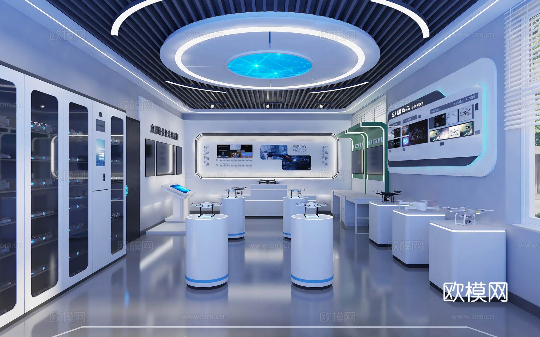 现代无人机展厅 科技展厅展览 企业展厅 无人机展馆 无人机展3d模型