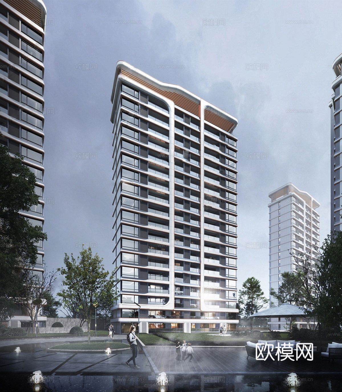 现代高层住宅  小区住宅建筑 高端住宅su模型