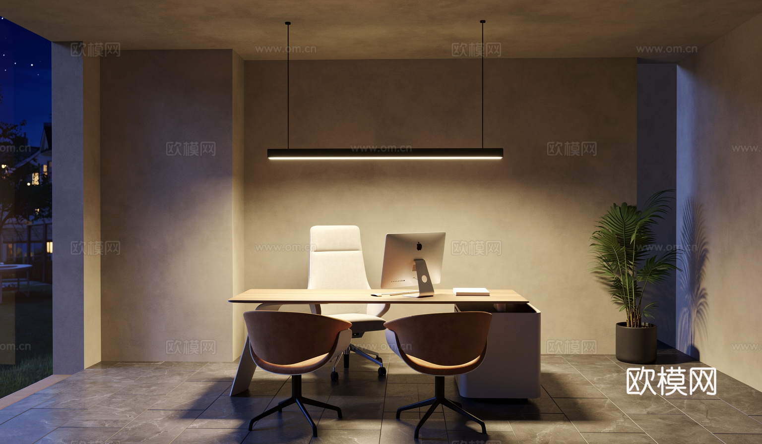 现代办公室工业风办公室独立办公室su模型