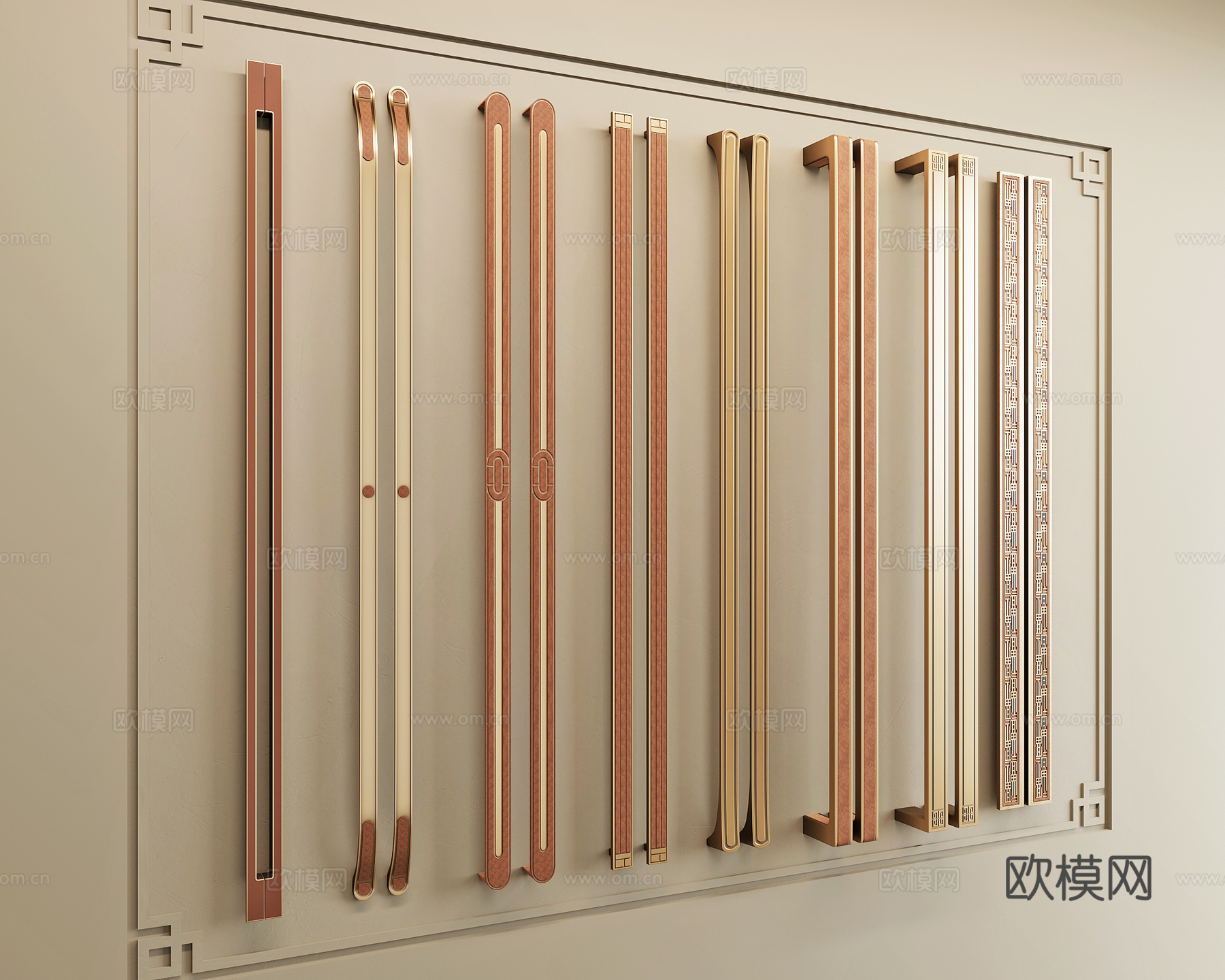 现代拉手门把手3d模型