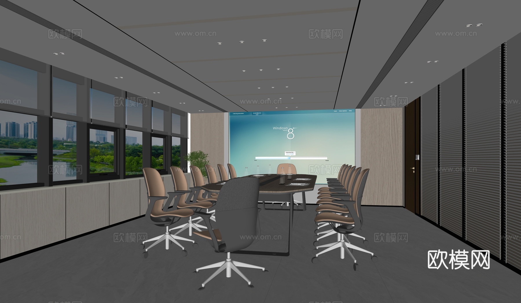 现代网红会议室su模型