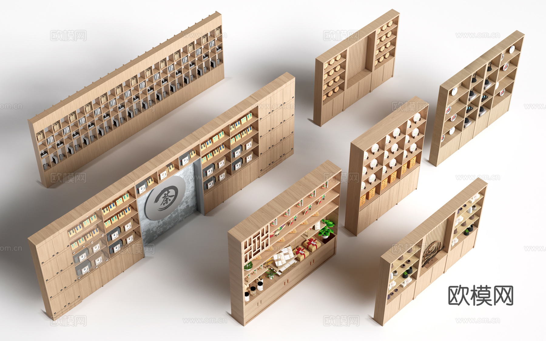 现代货架 货柜 文创展架 超市货架su模型